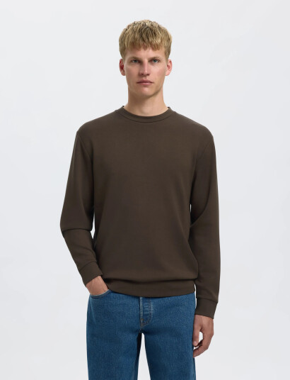 Selected Slhemanuel Soft Crew Neck Sweat Noos - Brown - S