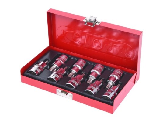 Ks Tools 918.1386, Støpselsett, 1/2", Metrisk, 9 Hoder, T20,T25,T27,T30,T40,T45,T50,T55,T60, Kromvanadiumstål Ks Tools 918.1386, Støpselsett, 1/2", Metrisk, 9 Hoder, T20,T25,T27,T30,T40,T45,T50,T55,T60, Kromvanadiumstål