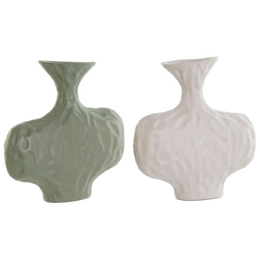Dkd Home Decor Vase Dkd Home Decor Hvit Grønn Aluminium 20 X 6 X 21 Cm (2 Enheter)
