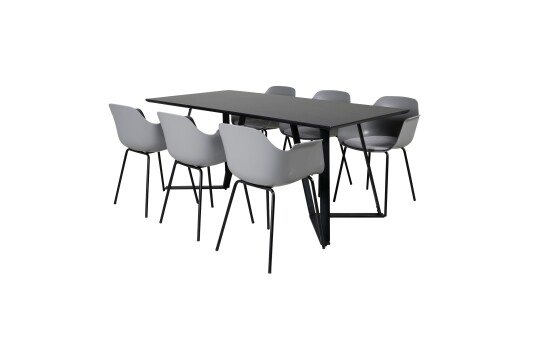 Venture Home Marina Matgruppe 180 cm Rektangulær med 6 Comfort Stoler Sort