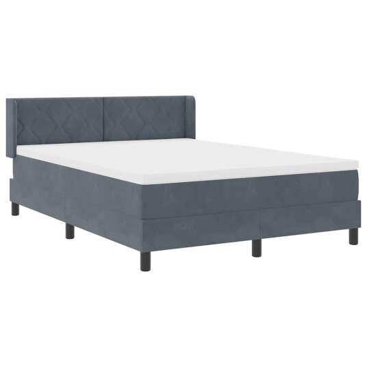  Box Spring Seng med Madrass Mørk Grå 140x190 cm Fløyel