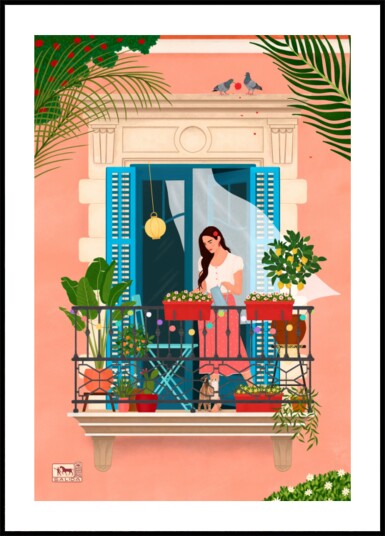 Mediterranean Balcony Garden Plakat / 100x150