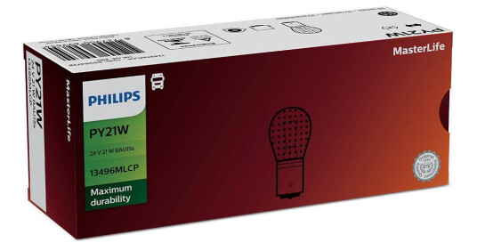 Philips Pære Py21w Masterlife P21w 10 Pakning Philips Pære Py21w Masterlife P21w 10 Pakning