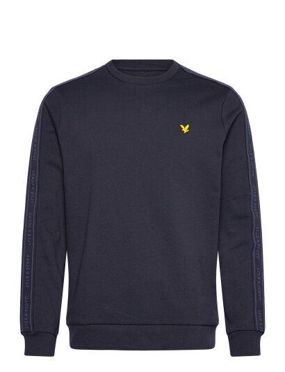 Lyle & Scott Sport Jacquard Tape Crew Neck   Navy   S