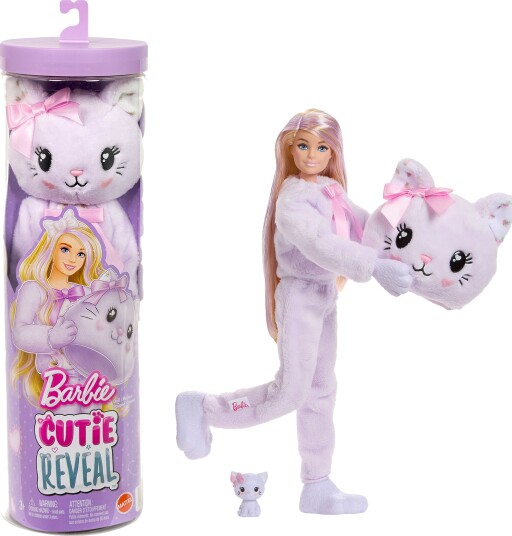 Barbie Cutie Reveal Sweet Bows Dukke Kattunge Lilla
