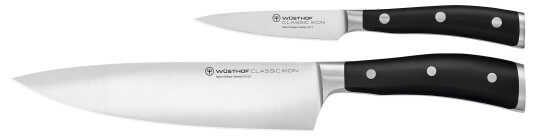Wüsthof Classic Ikon Knivsett 2 deler Svart, Kokkekniv + Skrellekniv Wüsthof Classic Ikon Knivsett 2 deler Svart, Kokkekniv + Skrellekniv