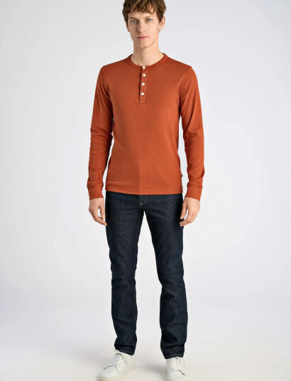 Lindbergh Solid Gradad W Contrast Fabric L/S - Orange - XXXL