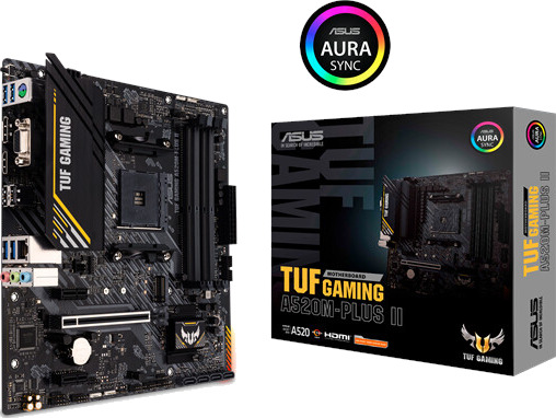 ASUS TUF GAMING A520M-PLUS II Micro-ATX Hovedkort med AMD AM4 og DDR4-støtte ASUS TUF GAMING A520M-PLUS II Micro-ATX Hovedkort med AMD AM4 og DDR4-støtte