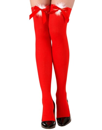 Miss Santa Babe Røde Strømper med Pynt Miss Santa Babe Røde Strømper med Pynt