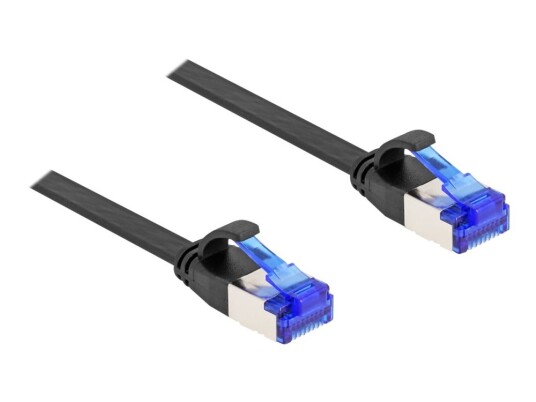Delock Koblingskabel Rj-45 Hann Til Rj-45 Hann 25 Cm U/Ftp Cat 6A Uten Hindringer Flat Svart