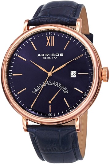 Akribos XXIV Herreklokke AK845RGBU Blå/Lær Ø45 mm