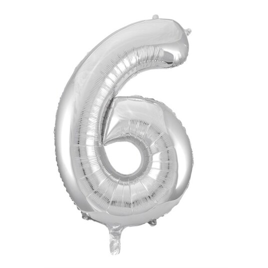 Folie Ballong Sølv 86 cm - Tallet 6 Folie Ballong Sølv 86 cm - Tallet 6