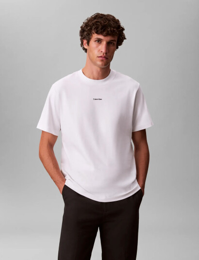 Calvin Klein Ss Stretch Cotton Pique Nano Tee White L