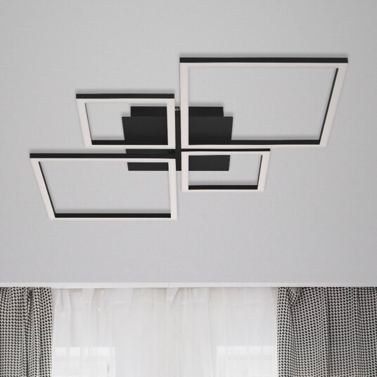 Briloner LED-taklampe Frame, dimbar, Sort, Stue / spisestue, Metall, Moderne, Flerhodet takbelysning