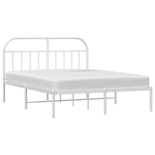 vidaXL Sengeramme i metall med sengegavl hvit 150x200 cm