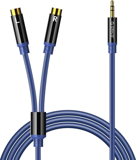 Orico AXRF lydkabel, 3,5 mm minijack til 2x RCA-hunnkontakt, 2 m – blå