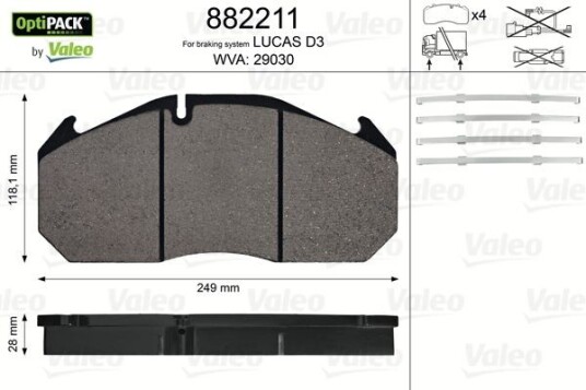 Bremseklosser VALEO 882211