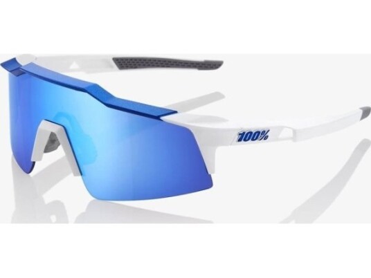 100 % Briller 100 % Speedcraft Sl Matt Hvit/Metallisk Blå - Hiper Blå Flerlags Speillinse  Blå Flerlags Speillinse Lystransmittans 15 % + Transparent Linse Lystransmittans 93 %   Ny 