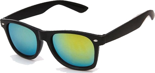 Retro Wayfarer solbriller Black Mirror Glass Gold + Senile Cord