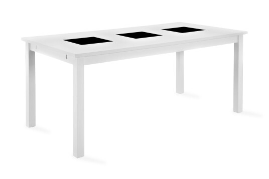 Basic Home Octavia Uttrekkbart Spisebord 180 cm + 6 stk Naira stol svart med eikeben Hvit/Svart Basic Home Octavia Uttrekkbart Spisebord 180 cm + 6 stk Naira stol svart med eikeben Hvit/Svart