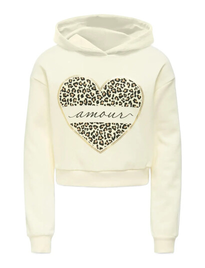 Kids Only Kogcooper Life Heart Ls Hoodie Swt Noos   Cream   110 116