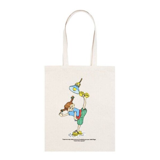 Nordicbuddies Pippi handlenett 385x42 cm Pippi vasker huset beige