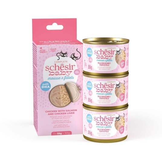 Schesir Baby Mousse & Shreds Chicken And Salmon