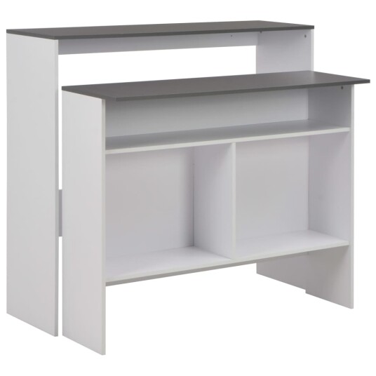  Barbord med 2 bordplater hvit og grå 130x40x120 cm 8718475796725