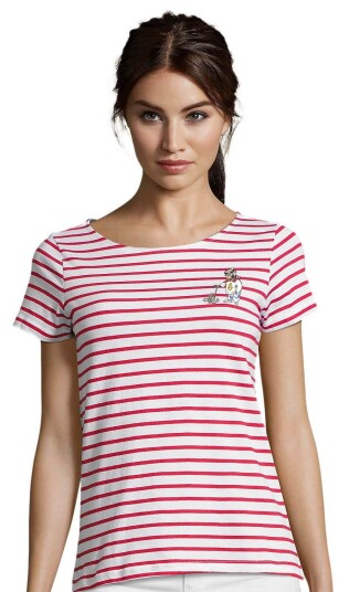 Huset Aukrust Solan skipper med rød striper t-skjorte damemodell X-small