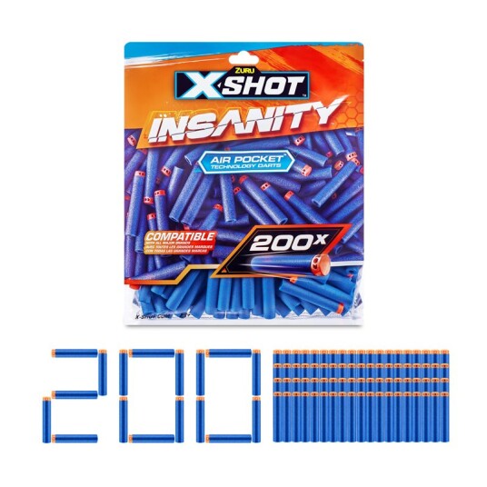 S001-X-Shot-Insanity 200 Pk Refill Darts Foilbag