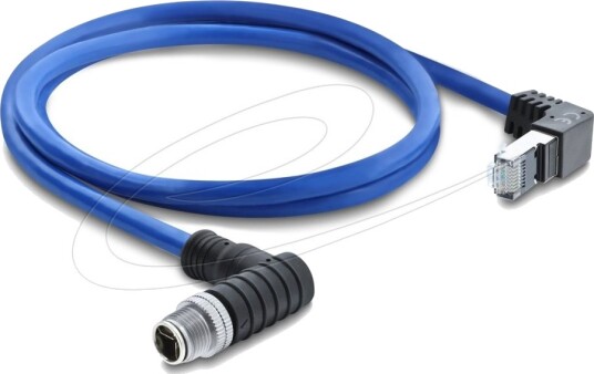 Delock M12 Kabel X Kodet 8 Pins Kontakt Nedvinklet Til Rj45 Kontakt Oppvinklet S/Ftp Skjermet 1 M Blå 81011