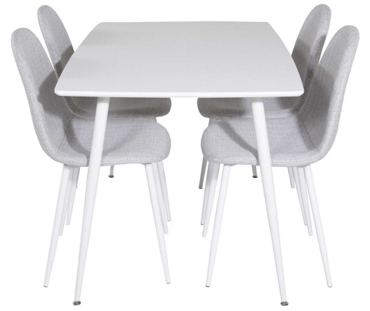 Venture Design Polar & Polar spisegruppe Hvit/grå 4 st stoler & bord 120 x 80 cm