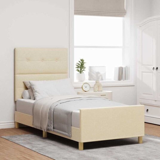 Krem Sengeramme 90x200 cm Stoff