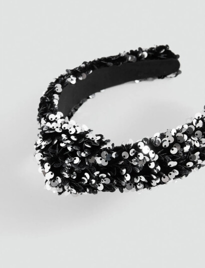 Mango Sequin Shimmer Headband Black ONE SIZE Mango Sequin Shimmer Headband Black ONE SIZE