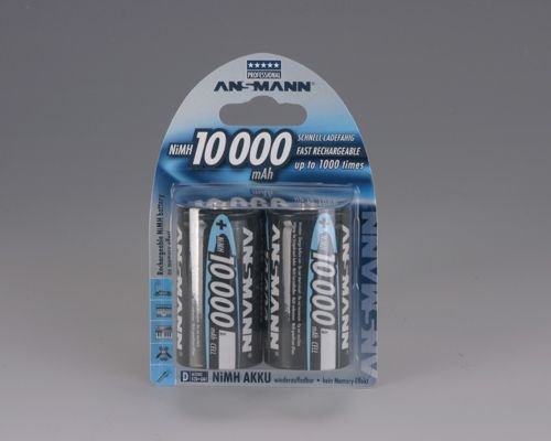 Ansmann 2 x D NiMH Oppladbare Batterier 10000 mAh - Universale Batterier