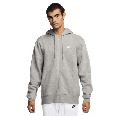 Nike Club Full Zip Fleece Hood hettejakke herre Grey S