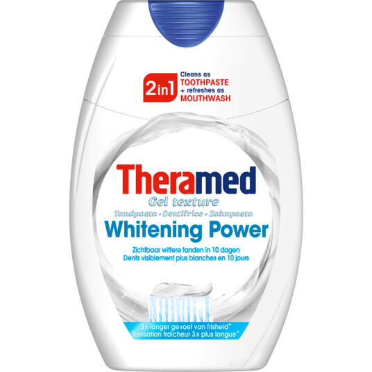 THERAMED 2 i 1 Whitening Power Tannkrem Gel 75 ml. THERAMED 2 i 1 Whitening Power Tannkrem Gel 75 ml.