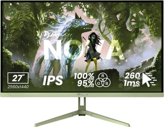 Arozzi Nova 27" QHD/IPS/260Hz/1ms gamingskjerm grønn AZ-NO-27T2K260-FST