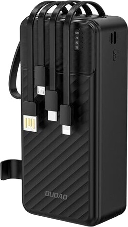 Dudao K11 Max Powerbank 30000mAh med Innebygde USB-Kabler Svart