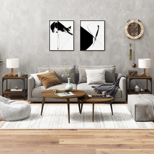 vidaXL Sidebord 2 stk brun eik 40x40x40 cm konstruert tre vidaXL Sidebord 2 stk brun eik 40x40x40 cm konstruert tre