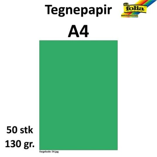 Folia Tegnepapir A4 50 ark, 130g, Smaragdgrønn Folia Tegnepapir A4 50 ark, 130g, Smaragdgrønn