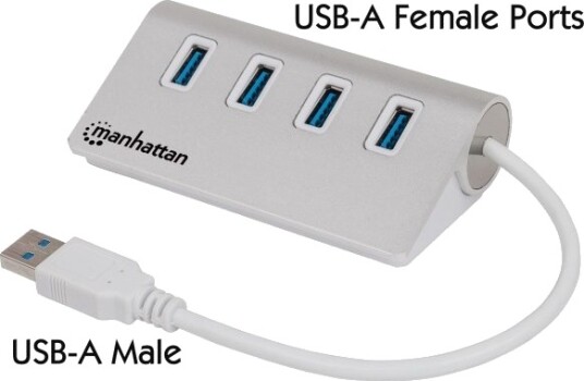 Manhattan 163767 Usb 3.2 Gen 1 3.1 Gen 1 Type-A Usb 3.2 Gen 1 3.1 Gen 1 Type-A 5000 Mbit/S Aluminium Hvit Aluminium 0,3 M
