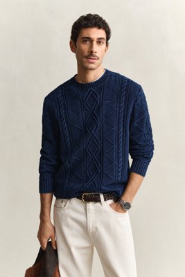 GANT Indigo Cable C Neck Navy XXXL GANT Indigo Cable C Neck Navy XXXL