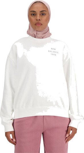 New Balance Iconic Collegiate Crew Sweatshirt Dame Hvit M