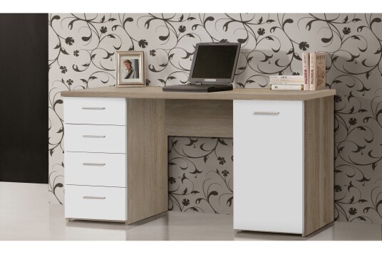 Skrivebord Skirbeck 145 cm med Oppbevaring 4 Skuffer + Skap Brun