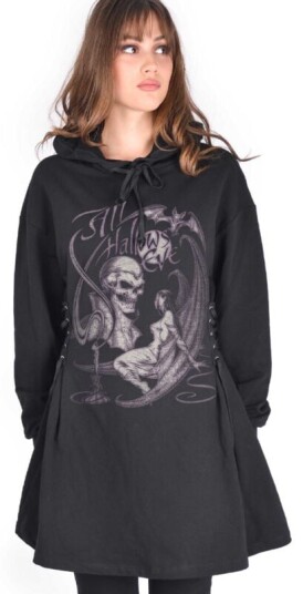 Alchemy England Goth Kort kjole Hallow's Eve Kjole for Agatha Solid Svart S til XXL Damer svart