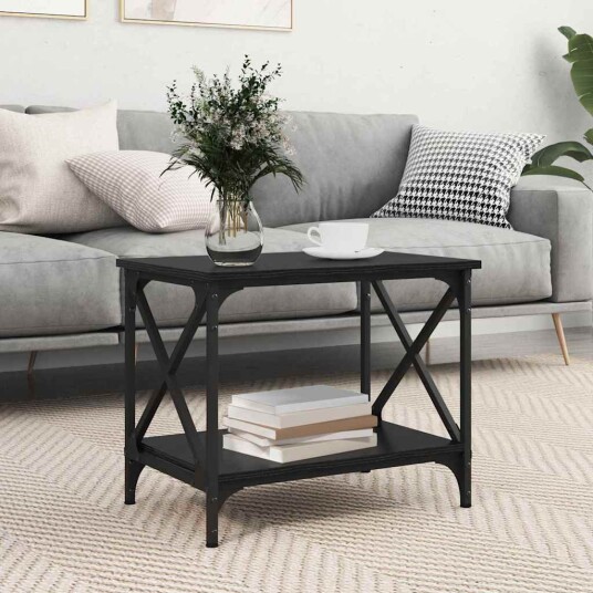 Sidetabell med hylle med lagring Svart eik 55 x 38 x 45 cm Konstruert tre