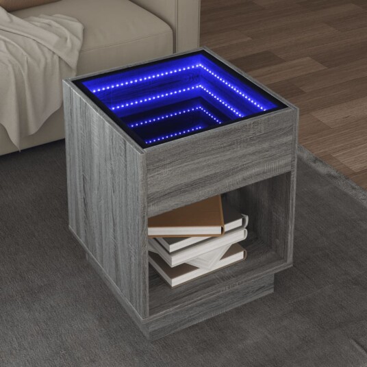  Salongbord med Infinity LED grå sonoma 40x40x50 cm 847649