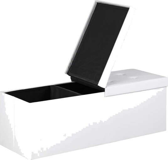 Oppbevaringsbenk – hvit sammenleggbar 115x38x38cm 100L kapasitet Oppbevaringsbenk – hvit sammenleggbar 115x38x38cm 100L kapasitet