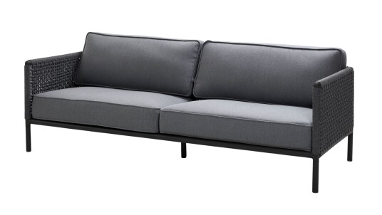 Cane-line Encore 3-seter sofa Mørkegrå med grå pute Grå